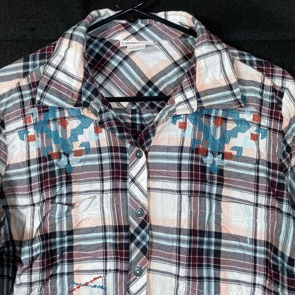 Ariat Womens Shirt Multicolored Plaid Button Up Long Sleeve Cotton Blend Large - Picture 2 of 11
